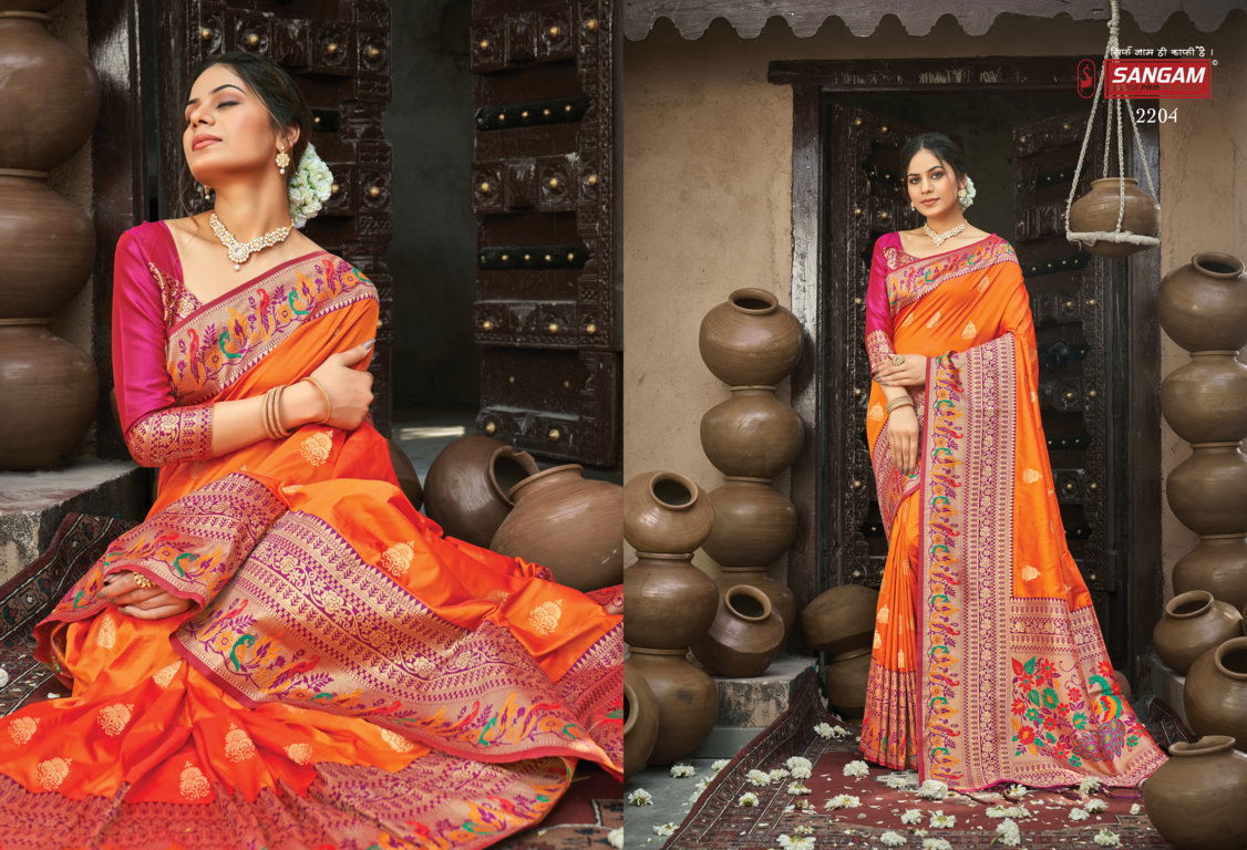 Sangam Shwetambari Silk Paithani Fancy New Exclusive Wear Fancy Saree Collection